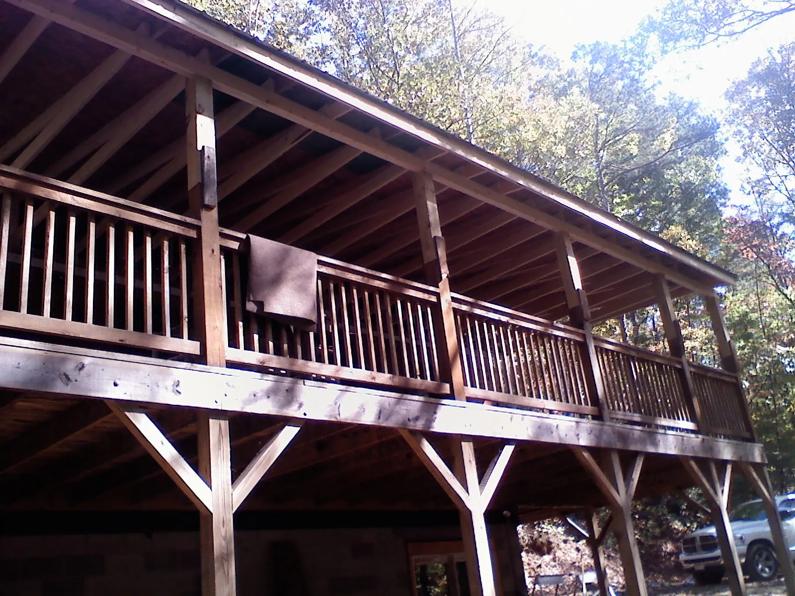 Timber framing under a new elevated porch and deck — Roof Leak Repair in Blair by Roofing Brothers